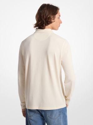 Bubble Knit Long-Sleeve Polo Shirt