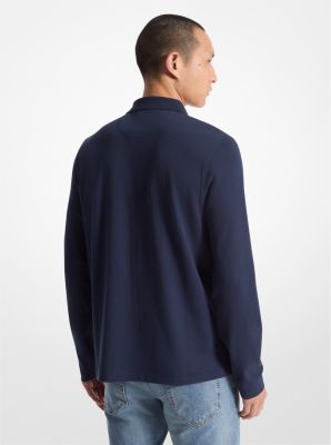 Bubble Knit Long-Sleeve Polo Shirt