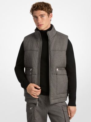Michael Kors Houndstooth Cotton Puffer Vest In Gray