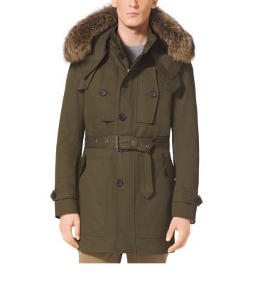 Fur-Trimmed Hooded Cotton Trench Anorak | Michael Kors