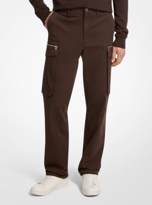 Pantaloni cargo in cotone stretch con zip