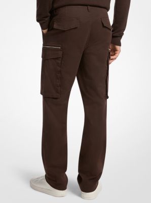 Pantaloni cargo in cotone stretch con zip