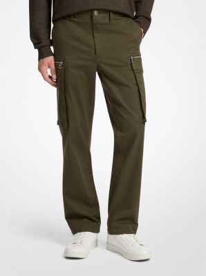Pantaloni cargo in cotone stretch con zip