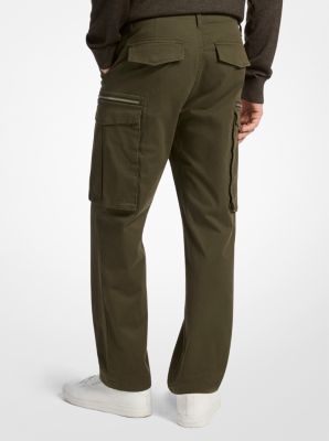 Pantaloni cargo in cotone stretch con zip