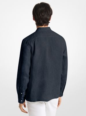 Camisa de lino de corte cl&aacute;sico in MEDIANOCHE | Michael Kors