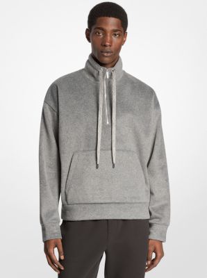 Pullover in flanella con mezza zip image number 0