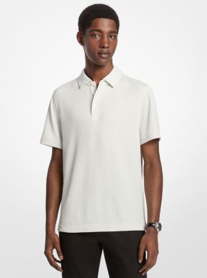 MK Strick-Poloshirt Mit Waffelmuster - Grau