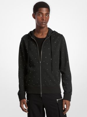Pull à capuche en coton mélangé clouté in NOIR | Michael Kors