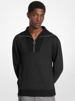 Pullover aus Baumwollfrottee mit Trichterkragen in SCHWARZ | Michael Kors