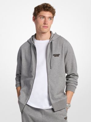 Pull à capuche en mélange de coton avec fermeture à glissière in CENDRE | Michael Kors