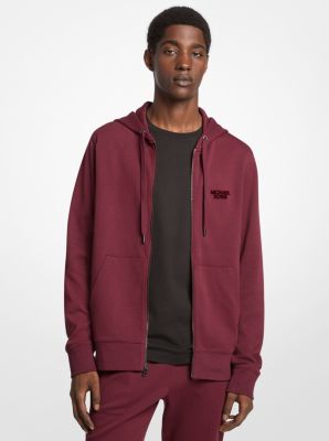 Michael Kors Cotton Blend Zip-up Hoodie In Burgundy