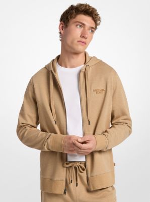 Felpa in misto cotone con cappuccio e zip
