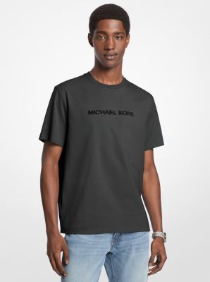 T-Shirt aus Baumwolle mit strukturiertem Logo in SCHWARZ | Michael Kors