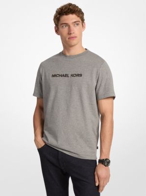 T-Shirt aus Baumwolle mit strukturiertem Logo in ASCHGRAU | Michael Kors