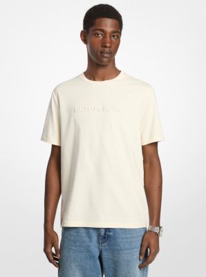 MK T-Shirt Aus Baumwolle Mit Strukturiertem Logo - Natur