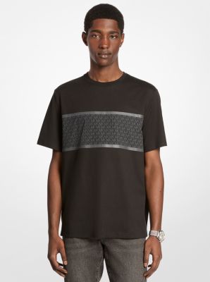 Gestreiftes T-Shirt aus Baumwolle mit Signature-Logo image number 0