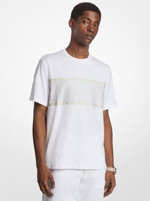 Gestreiftes T-Shirt aus Baumwolle mit Signature-Logo