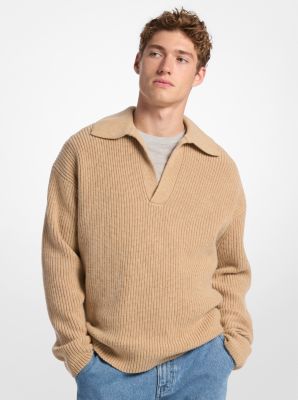 MK Gerippter Pullover Aus Wollgemisch - Braun
