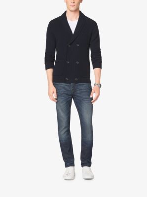 Double-Breasted Cotton and Wool Cardigan