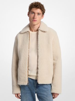 Shearling Shirt Jacket in LUGGAGE | Michael Kors