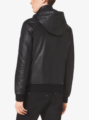 Michael kors outlet hooded leather jacket