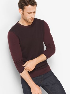 Herringbone Merino Wool Crewneck Sweater | Michael Kors