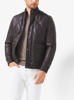 Quilted-Leather Bomber Jacket
