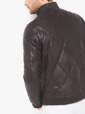 Quilted-Leather Bomber Jacket