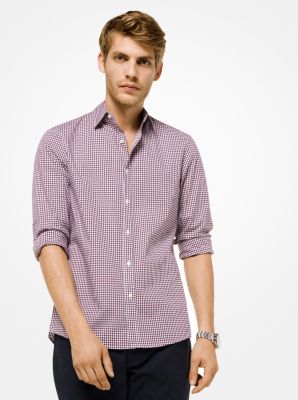 michael kors men's stretch gingham check shirt