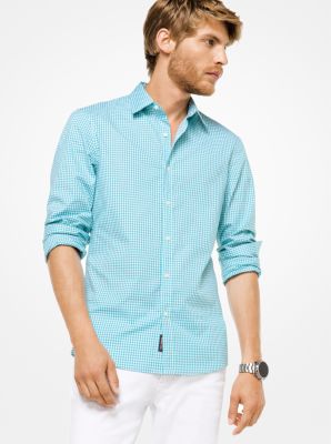 michael kors men's stretch gingham check shirt