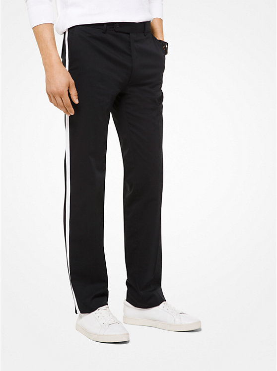 Contrast Stripe Stretch-Cotton Twill Trousers image number 0