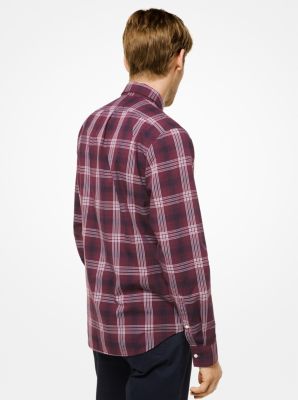 Chemise ajust&eacute;e en coton &agrave; imprim&eacute; en carreaux