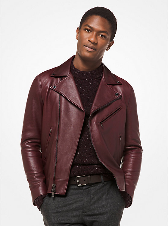 Grained Leather Moto Jacket image number 0