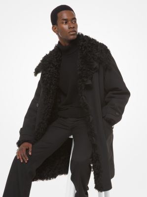 Wool and Cotton Shearling-Lined Coat 