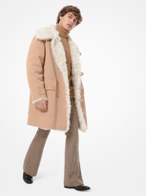 Wool and Cotton Shearling-Lined Coat 