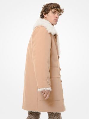 Wool and Cotton Shearling-Lined Coat 