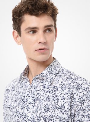 Slim-Fit Abstract Floral Stretch Cotton Shirt | Michael Kors
