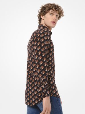 Studio 54-Print Silk Crepe De Chine Shirt