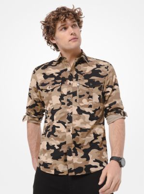 Slim-Fit Camo Cotton-Twill Shirt | Michael Kors