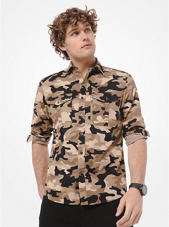 Slim-Fit Camo Cotton-Twill Shirt image number 0