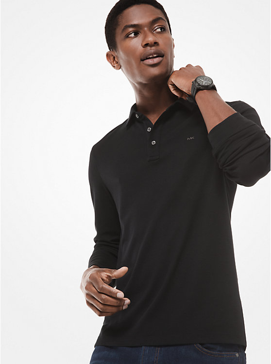 Cotton Long-Sleeve Polo Shirt image number 0