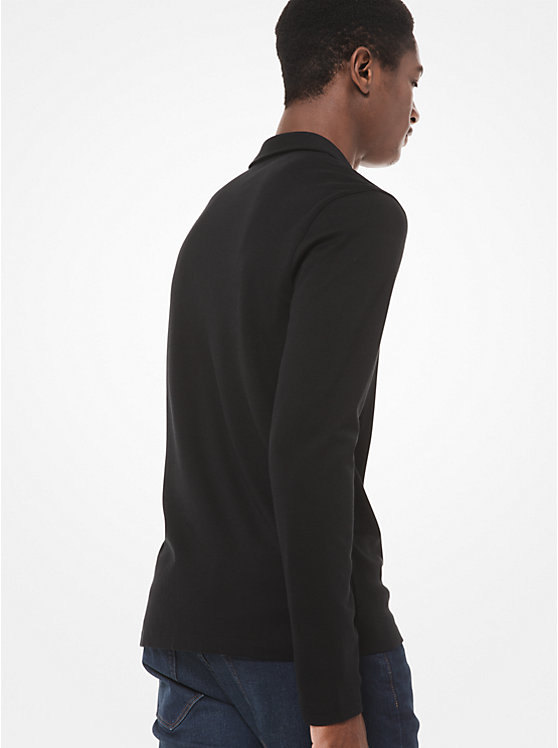 Cotton Long-Sleeve Polo Shirt image number 1