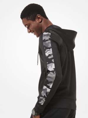 Camouflage-Trim Zip-Up Hoodie