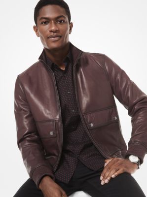 Michael kors leather store bomber jacket