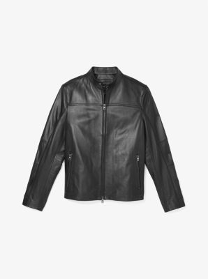 Michael kors men's on sale leather racer jacket