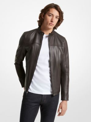 Michael kors cheap grey leather jacket