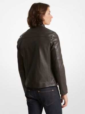 Oversized Belt Embossed Monogram Leather Jacket - Ready-to-Wear