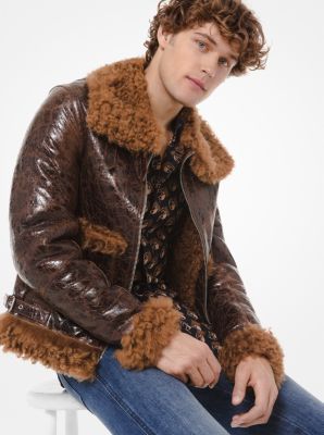 Distressed Patent Leather Shearling 