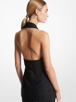 Chamarra halter de mezcla de lana con lentejuelas in NEGRO/PLATEADO | Michael Kors