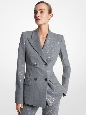Sequined Stretch Wool Blazer Michael Kors Canada